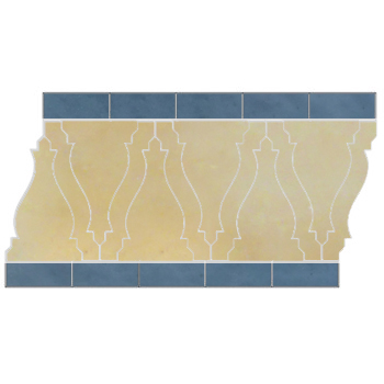 Mosaic House Moroccan tile Sharafa L 11-2 Beige Light Blue  zellige, mosaic, zellij, border, glaze 
